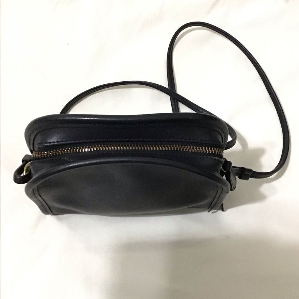 Vintage Black Coach Abbie 9017 Crossbody Zip Bag Leather Mini Crossbody Bag - Picture 7 of 14